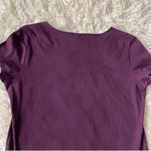 Anna Sui Purple Top/Tee/T shirt Sz S Embellished Crystals Embroidered Neckline - Picture 11 of 12